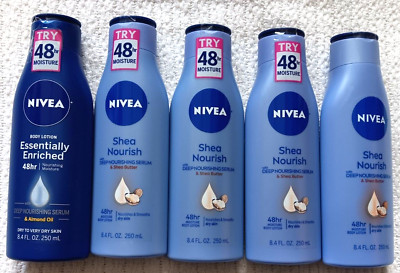 Nivea Lotion Lot of 5 Shea Butter Nourish Essentially Enriched 8.4 oz Almond Oil