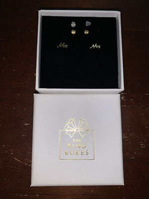 The Ring Boxes Jewelry  Mrs  14k Gold Plated Earrings 