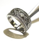 14k white gold .60ct round diamond halo bezel set band ring 7.4g cluster 9 — photo 4