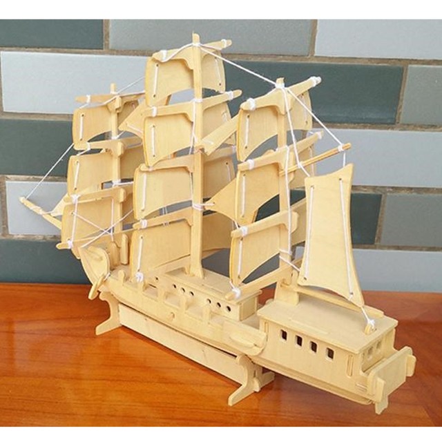 Sailing Ship Woodcraft Construction Kit Wooden Boat Model 3d Puzzle Toy