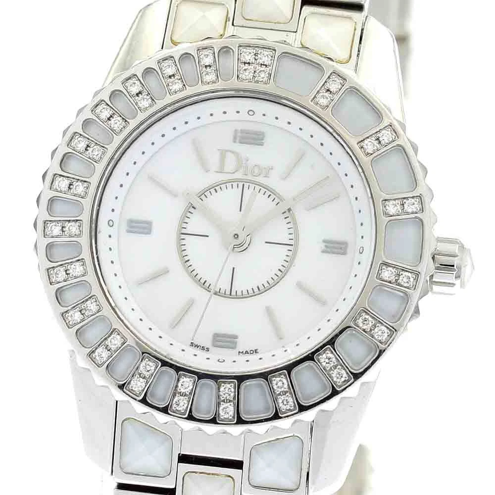 Montre pour femme Dior cristal CD112113 V lunette diamant cadran blanc quartz_877159