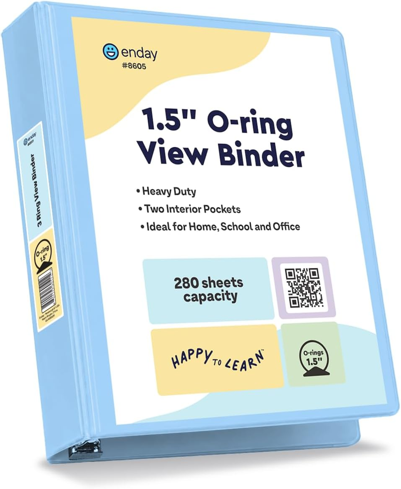 1.5 Inch Binder, Blue - 1.5 Inch 3 Ring Binder, round Ring Pastel with ...