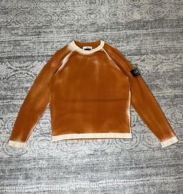 Stone Island Authentic Hand Sprayed Airbrush Sweatshirt Sienna Orange Sz M