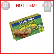 Nature Valley Crunchy Granola Bars, Oats 'n Honey, 30 Ct, 22.35 oz (15 Pouches)