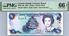 Cayman Islands 1 Dollar 1996 PMG 66 Gem UNC EPQ Pick-16B