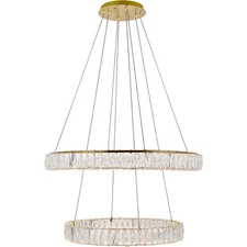 Elegant Lighting 3503G32G Monroe LED 32 inch Gold Pendant Ceiling Light