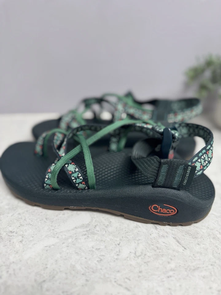Sandalias Chaco Yampa Talla 7 Mujer Verde Punta Ajustable Lazo Foto 4 de 4
