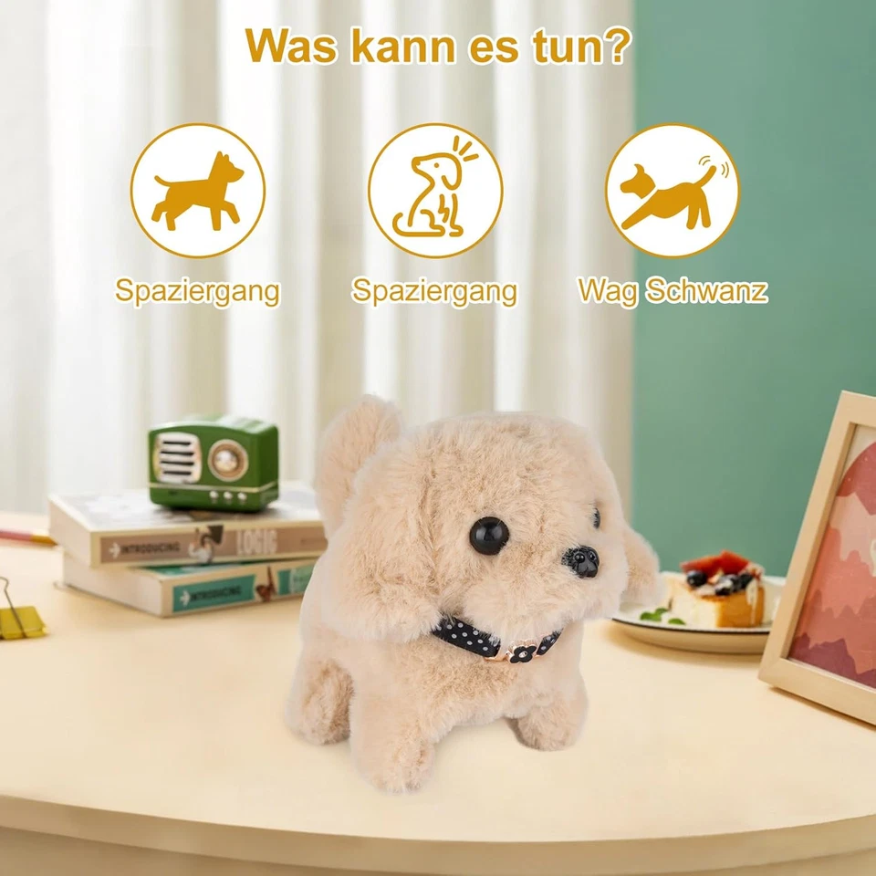 Roboter Hund Spielzeug Kuscheltier Hund Mit Leine Läuft Belltschwanzwedelnd - Bild 4 von 4