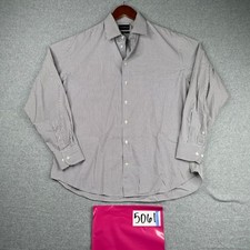 Emporio Armani Shirt 16.5 White Black Check Modern Fit Button Up Long Sleeve Men