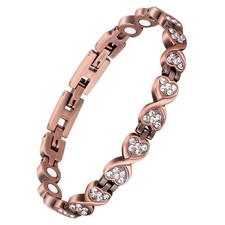 Jecanori Pure Copper Magnetic Bracelet for Women, Heart Crystal, Wellness Gift