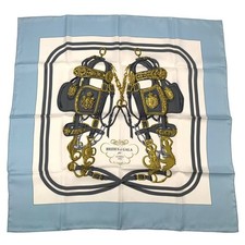 Hermes BRIDES DE GALA Silk Scarf 90x90 Blue Authentic Vintage Limited