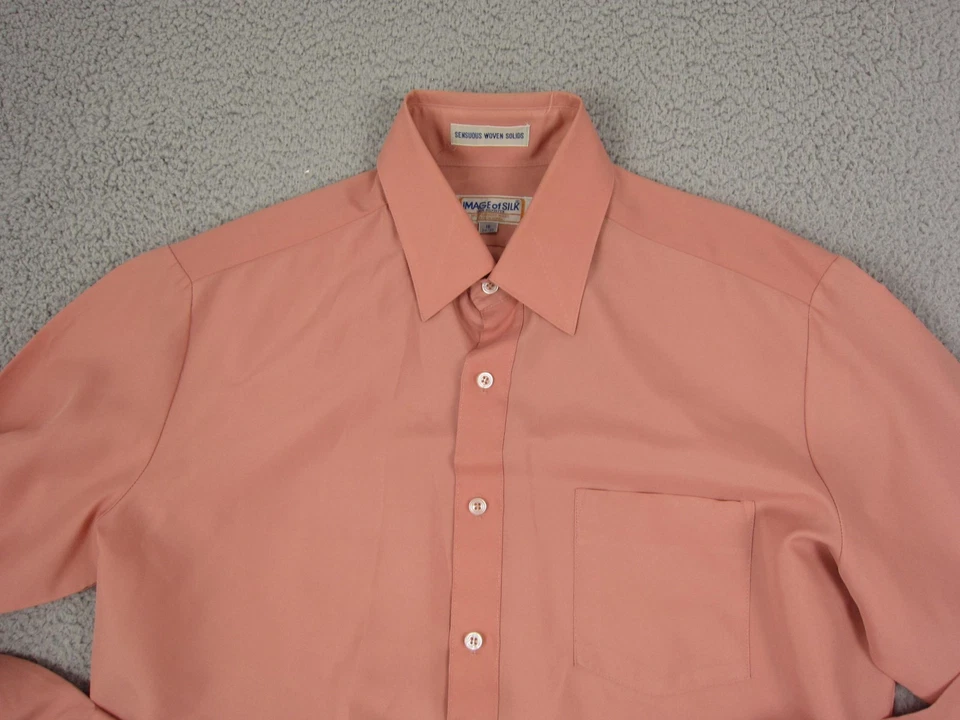 True Vintage Montgomery Ward Shirt Mens 16 Large Pink 60s 70s Disco Leisure - Image 2 of 4
