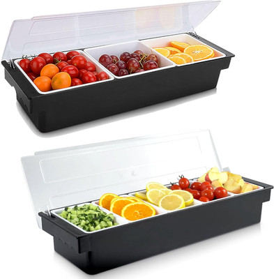 8-Compartment Caddy for Fruits, Veggies & Condiments - Perfect for Bars