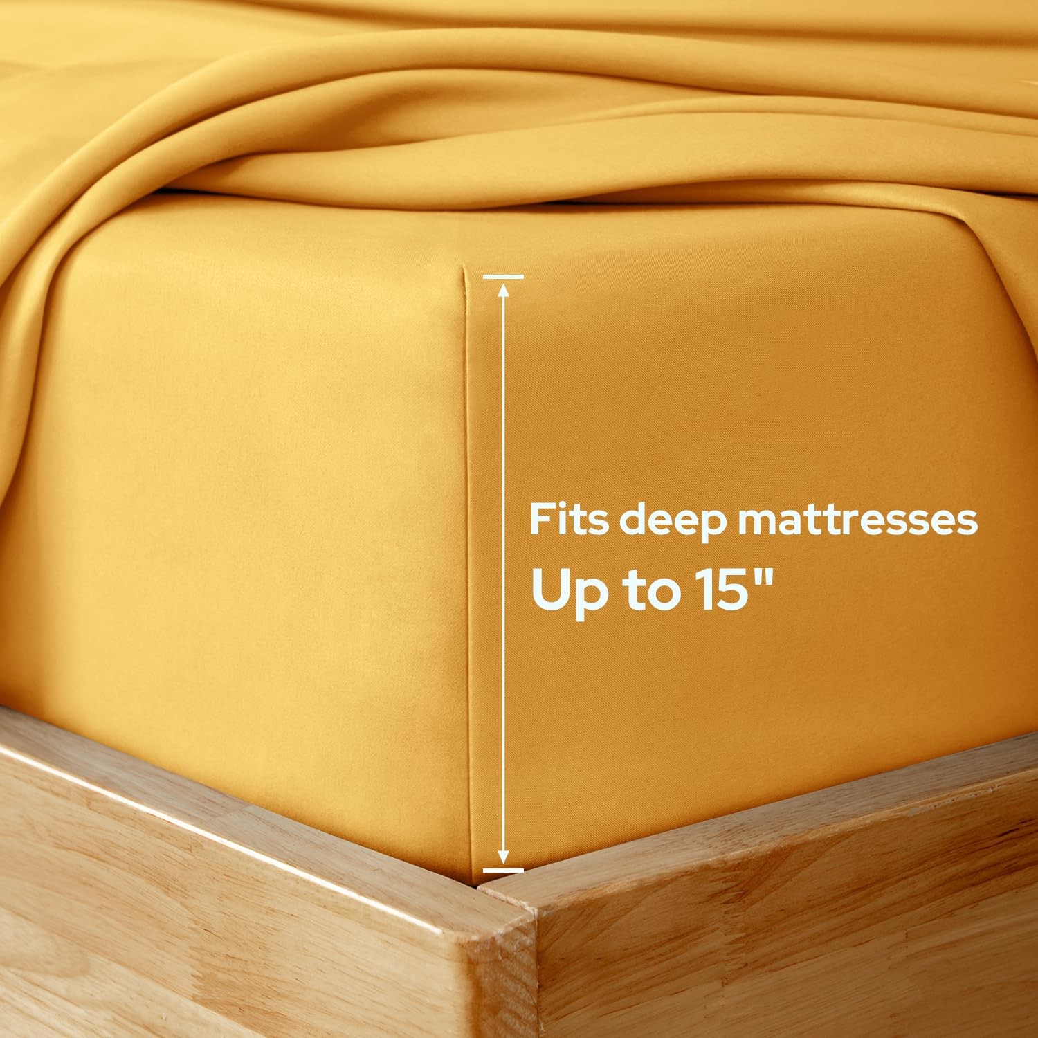 HOMEIDEAS Queen Size Bed Sheets 6 Piece Set Gold Extra Soft Brushed Microfiber 1