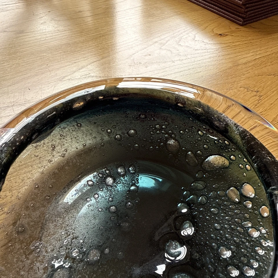 Heikki Orvola Nuutajarvi Notsjo Heavy Volcano Glass Dish Bowl Finland Vintage - Image 3 of 4