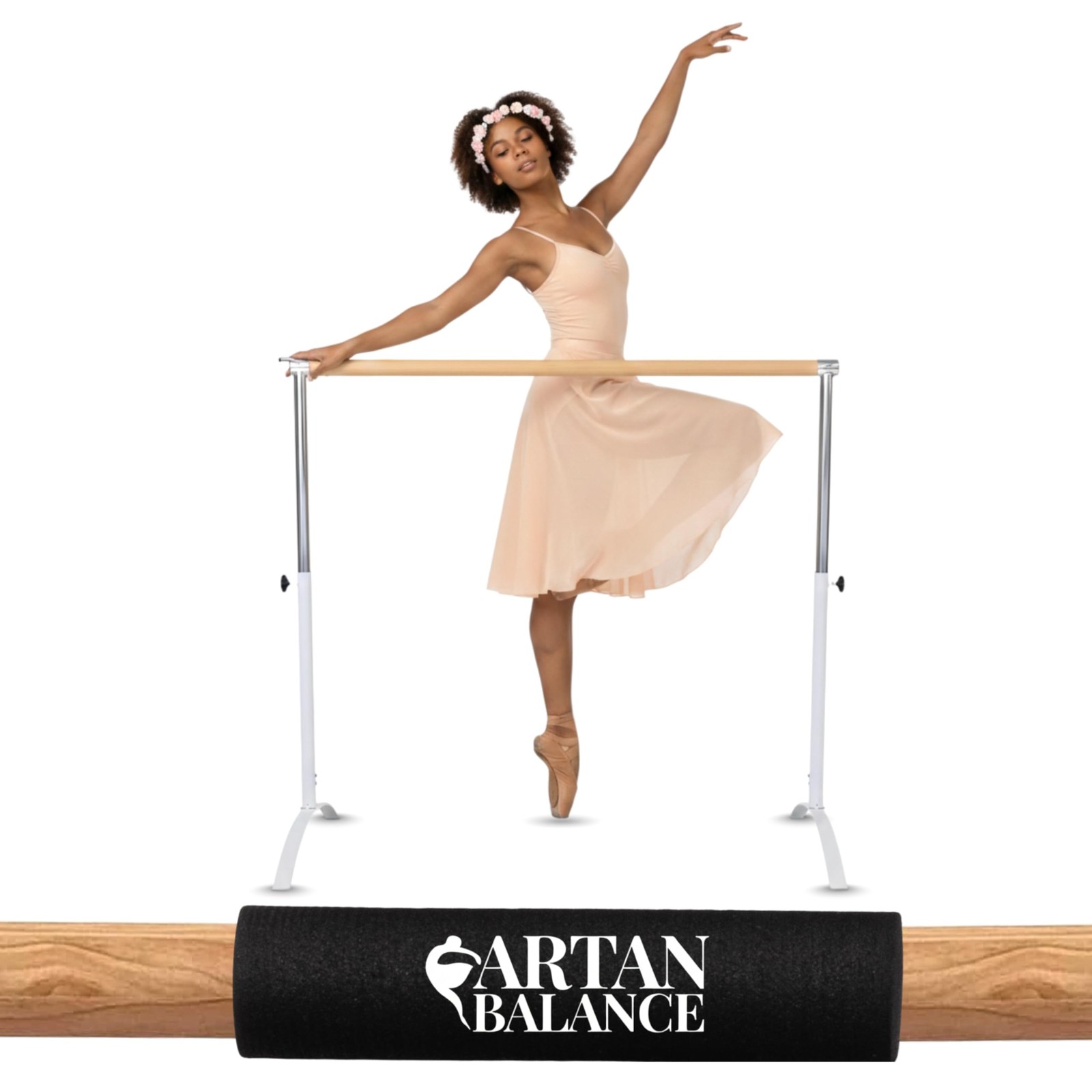 Ballet Barre Portable for Home or Studio, Freestanding Adjustable Bar for Str...
