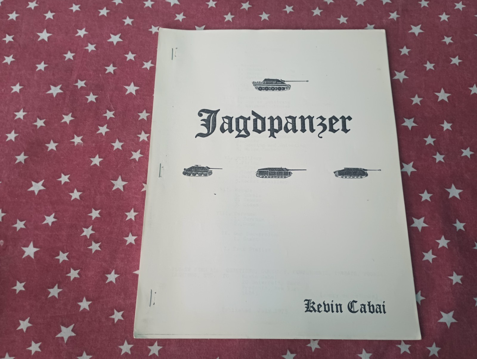Kevin Caba Mini Rules Jagdpanzer Rules for World War II Miniatures 1975 Original