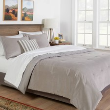 Full/Queen Velvet Comforter and Sham Set Gray - Threshold: Luxurious Bedding Set