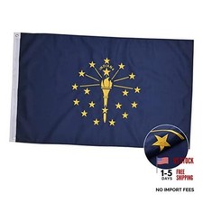 4x6 Indiana Flag Outdoor Heavy Duty Embroidered Brass Grommets 4x6 ft