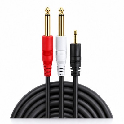 K40 Profis Audiokabel 3,5mm TRS Stereo Klinke auf 2x 6,35mm Klinke Stecker, 5m