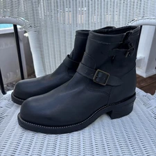 Chippewa Men’s Motorcycle Leather Boots Biker Black Steel Toe Vibram Sole 10.5D