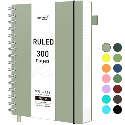 Spiral College Ruled Notebook, 300 Pages, A5 Medium Size (5.7'' × 8.2''), for S...