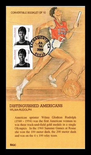 US COVER WILMA RUDOLPH OLYMPIC ATHLETE DISTINGUISHED AMERICANS FDC BGC CACHET