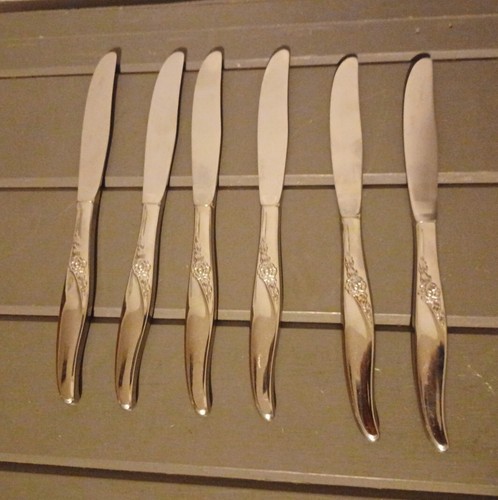 SIX Oneida Ltd. LA ROSE Stainless Dinner Knives Wm A Rogers Premier Flatware - Picture 5 of 5