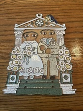 Vintage St Andrew's Abby Glazed Tile Wedding Wall Plaque Bride & Groom 9.5"x7"