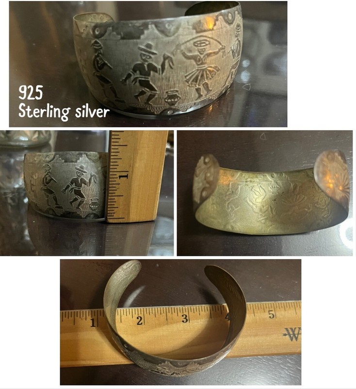 Vintage Sterling Silver Cuff Bracelet Unique Design