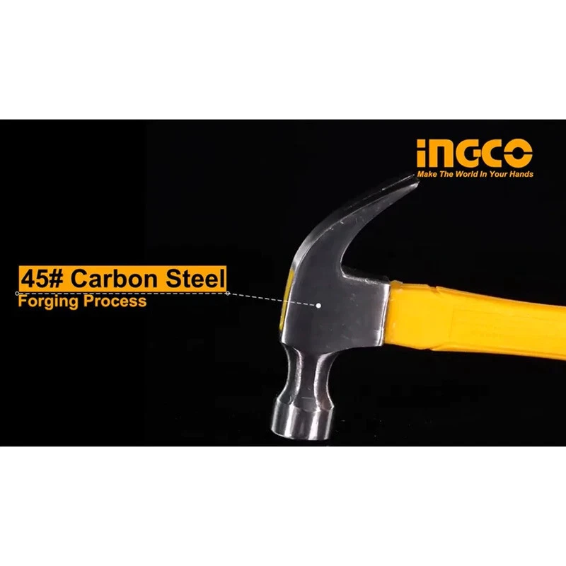 INGCO  Claw Hammer Fiberglass Handle 8oz 16oz 20oz Drop Forged Fiberglass handle - image 3 of 4