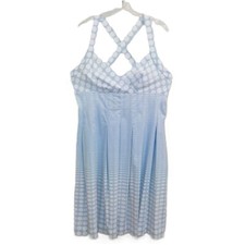 Sun Dress Blue White Slimming Abstract Polka Dot Beach Picnic Summer Vacation 14