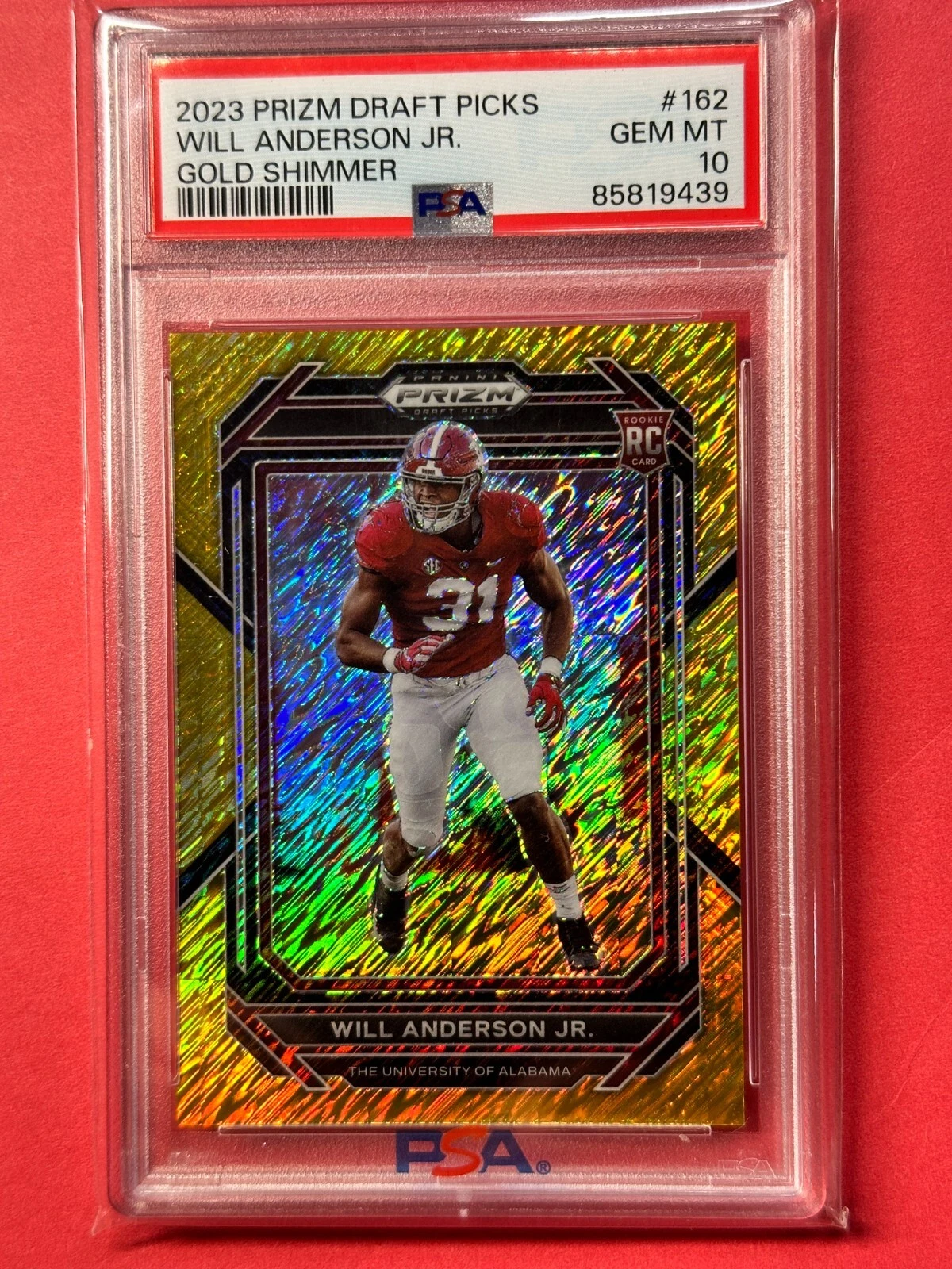 Will Anderson Panini Prizm Draft Picks #162 Gold Shimmer