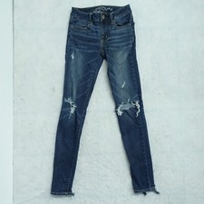 American Eagle Outfitters Jegging Jeans Women's 00 Blue Denim Distressed Cotton