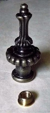 Ant Brass Plated Capital/Pillar Finial 1/8"IPS / 1/4-27 Harp Reducer Lamp (FC1)