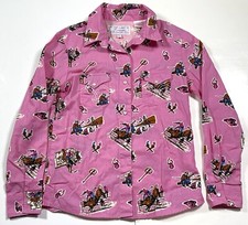 Panhandle Pink Pearl Snap Western Cowgirl Rodeo Horse Southwest Shirt Top Yth L