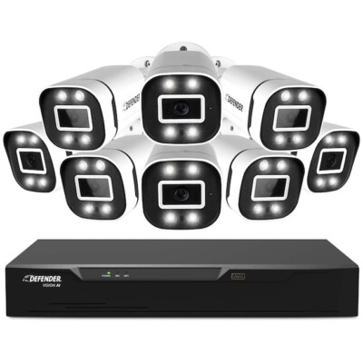 Defender 4K Vision AI Smart 1TB DVR Security System with 8 Cameras (4K2T8B8V2) 