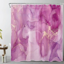 Modern Aesthetic Purple Abstract Marble Shower Curtain Set for Bathroom Decor