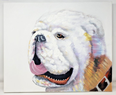 Georgia Bulldogs Mascot Large Hand Painted Oil Painting Canvas Frame 20x24 Oxbay
