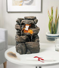 Cascading Indoor Tabletop Water Fountains with Led Light - Rockery Waterfall Fou