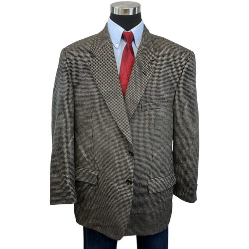 48/50R Brandini Suit Jacket Sport Coat Blazer Golden Brown Navy Blue Houndstooth - Picture 4 of 15