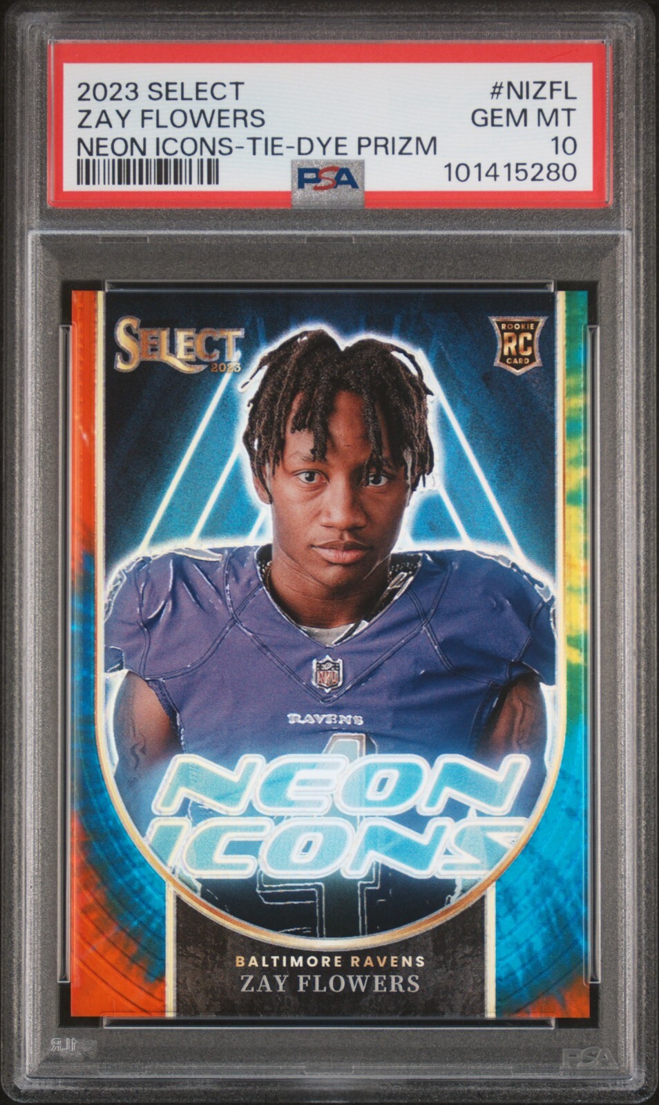 Zay Flowers Panini Select Neon Icons #NIZFL Tie-Dye Prizm