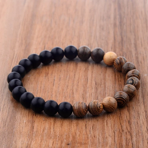 Fashion Men's 8MM Multilayer Wooden Beaded Elasticity Charm Women's Bracelets