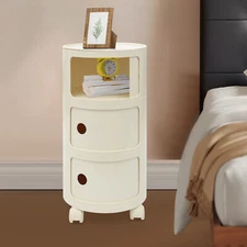3 Drawers Nightstand Storage Plastic End Table Bedside Organizer Modern White
