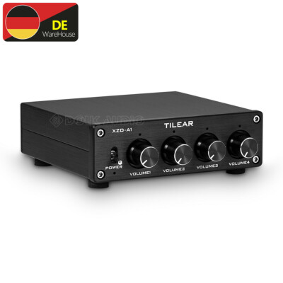 4-Fach Stereo Ausgangsschalter Audio Select Cinch-Umschalter mit Lautstärkeregle
