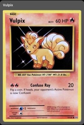 basic vulpix pokemon card value pokemon card Basic Vulpix