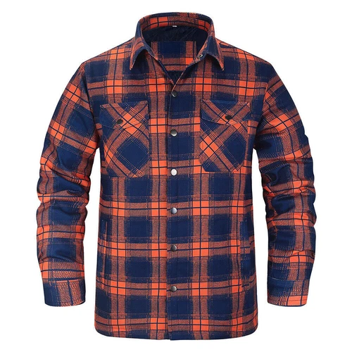 Karierter Flanell Mantel Jacke Herren Voll Stepp Hemden Winter Warm 4 Taschen Knopf Top - Bild 7 von 31