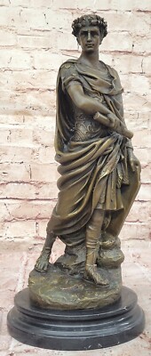 Emperor Augustus Caesar Huge Home Rome Bronze Warrior Statue Marble Sculpture