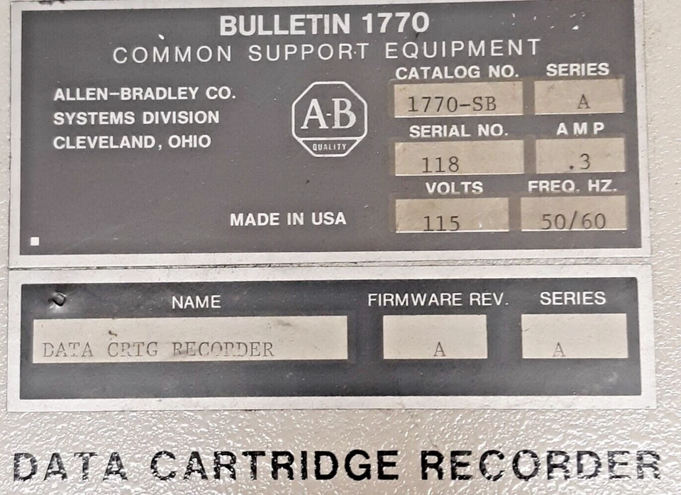Allen-Bradley 1770-SB Data Cartridge Recorder - Image 2 of 4