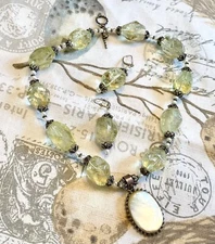 YELLOW QUARTZ CRYSTAL Bead Sterling Silver Pendant Necklace and Earrings